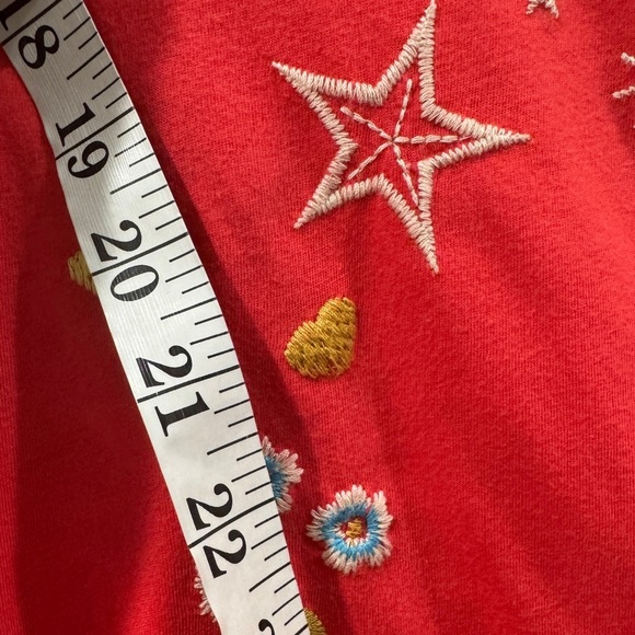 Johnny Was Embroidered Floral Heart Eyes Stars Pink Quarter Sleeves Boho Top XS - Picture 8 of 16